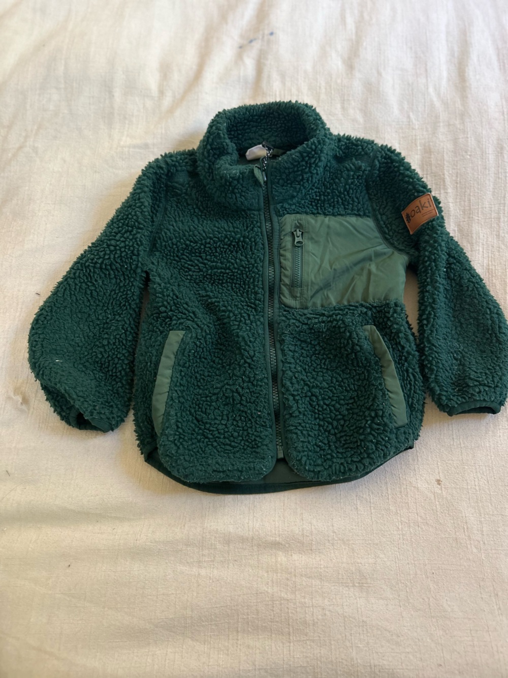 Cozy Forest Green Sherpa Zip Jacket by Oaki